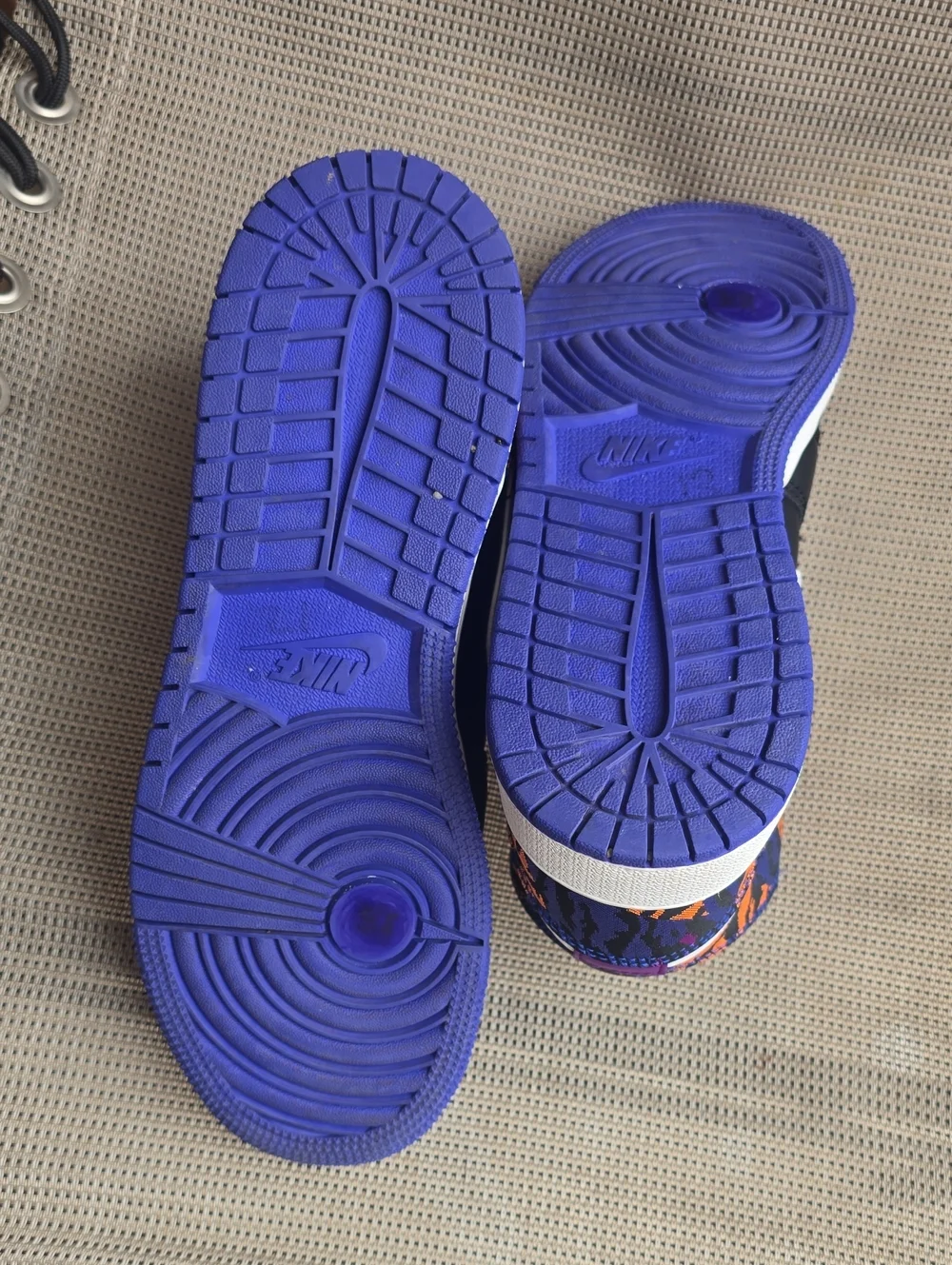 Nike Air Jordan High-Top Sneakers in Black with Purple & Blue Pattern